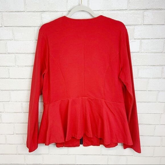 Torrid Red long-sleeve Peplum Zip Jacket Sz 1 (N2) - Picture 6 of 7